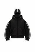 Black Stripe Balaclava Zipper Hoodie